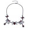 Bat Skeleton Cat Print Bowknot High Low Dress And Web Rhinestone Spider Necklace Earrings Gothic Outfit - multicolor S