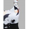 Mini Robe D'Halloween Citrouille et Chauve-souris Ligne A à Bretelle Large à Lacets à Taille Haute - Blanc M