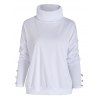 Solid Color Sweater Textured Decorated Button Turtleneck Long Sleeve Sweater - WHITE 2XL