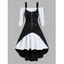 Ensemble mini-robe trapèze à volants et épaules dénudées, haut long à bretelles réglables et œillets à fermeture éclair et colorblock - Noir L