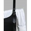 Ensemble mini-robe trapèze à volants et épaules dénudées, haut long à bretelles réglables et œillets à fermeture éclair et colorblock - Noir L