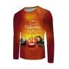 T-Shirt à Manches Longues à Imprimé Citrouille Sorcière et Inscription Happy Halloween Style Graphique - multicolor M