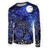 T-shirt D'Halloween Décontracté à Imprimé Chauve-souris Citrouille Galaxie à Manches Longues - multicolor 4XL