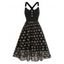 Halloween Dress Glitter Pumpkin Print Mock Button High Waisted A Line Midi Dress - BLACK XXL