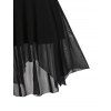 Robe Gothique Asymétrique Epaule Dénudée à Manches Longues en Maille Transparente - Noir XXL
