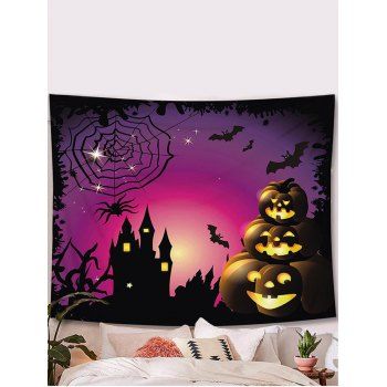 

Halloween Night Pumpkin Spider Web Bat Print Hanging Wall Home Decor Gothic Tapestry, Multicolor
