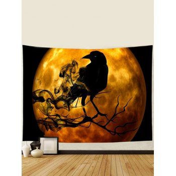 

Halloween Night Crow Print Hanging Wall Home Decor Gothic Tapestry, Multicolor