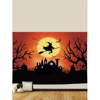 Halloween Night Witch Bat Print Home Decor Hanging Wall Tapestry