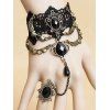 Floral Lace Chiffon O Rings Asymmetric Dress And Party Mask Heart Lace Bracelet Halloween Outfit - BLACK S