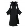 Robe Mouchoir Gothique Longue Déchirée à Fente Haute à Manches de Cloche - Noir L