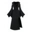 Gothic Dress Lace Up High Slit Maxi Dress Ripped Handkerchief Bell Sleeve Long Dress - BLACK L