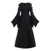 Robe Mouchoir Gothique Longue Déchirée à Fente Haute à Manches de Cloche - Noir XL