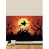 Halloween Night Witch Bat Print Home Decor Hanging Wall Tapestry - multicolor 