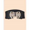 Rhinestone Decorative Metal Buckle PU Elastic Waist Belt - BLACK 