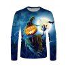 Halloween T Shirt Pumpkin Scarecrow Moon Night Bat Print Long Sleeve Tee - multicolor 4XL