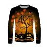 T-shirt D'Halloween Décontracté à Imprimé Citrouille et Érable à Manches Longues - multicolor 4XL