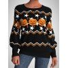 Zig Zag Pumpkin Star Print Sweatshirt Long Sleeve Halloween Sweatshirt - DARK ORANGE 2XL