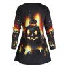 T-shirt D'Halloween à Imprimé Toile D'Araignée Citrouille de Sorcière à Manches Longues à Col Rond - multicolor A XL