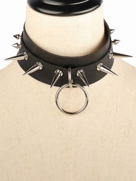 Punk Choker O Ring Rivet Faux Leather Gothic Necklace