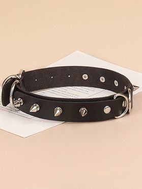 Gothic Faux Leather Choker Rivet Layered Punk Necklace
