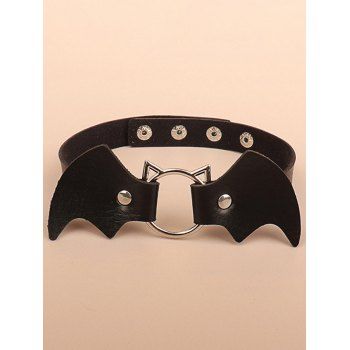 Fashion Women Punk Choker Faux Leather Bat Gothic Necklace Jewelry Online Black