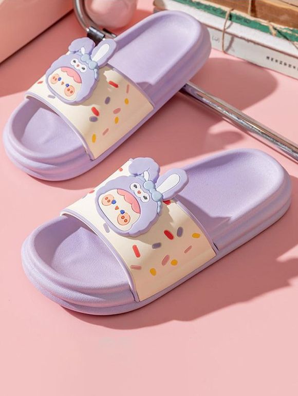 Pantoufles D'Intérieur Antidérapantes Motif Adorable Animal de Dessin Animé - Violet clair EU (37-38)