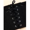 Halloween Pumpkin Skull Moon Bat Print High Low Dress And Lace Up Elastic Wide Waist Belt Earrings Outfit - BLACK S