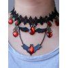Waterdrop Heart Rhinestone Bat Lace Choker Necklace - BLACK 1PC