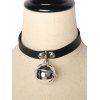 Punk Choker Bell Faux Leather Gothic Necklace - BLACK 