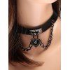 Gothic Choker Chain Heart Faux Leather Punk Necklace - BLACK 