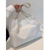 Sac à Main en Nylon avec Couture et Bouton Magnétique - Blanc 