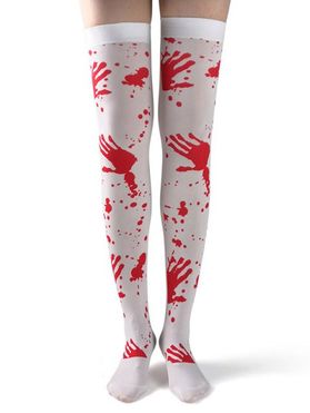 Halloween Scary Bloody Palm Print Thigh High Socks