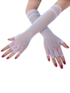 See Thru Half-finger Fishnet Mesh Mitten Arm Gloves
