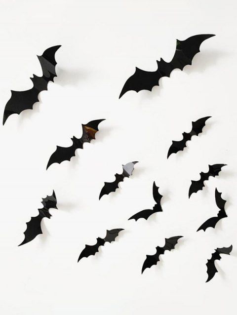 12Pcs Halloween Decoration Bat 3D Wall Stickers Set