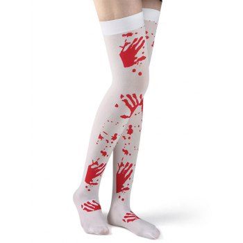 Halloween Scary Bloody Palm Print Thigh High Socks