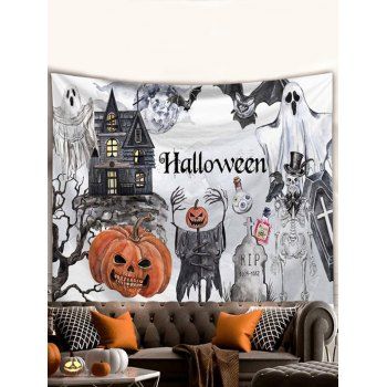 

Halloween Pumpkin Skeleton Castle Ghost Print Hanging Wall Tapestry, Multicolor