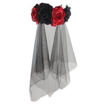 

Halloween Wreath Headband Flower With Mesh Veil Tulle, Multicolor b