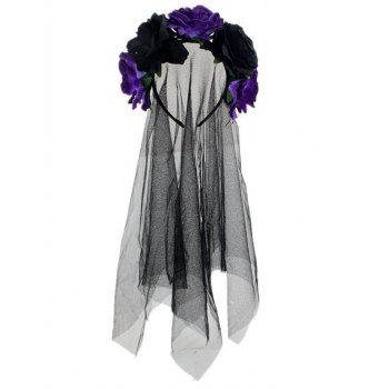 

Halloween Wreath Headband Flower With Mesh Veil Tulle, Multicolor a