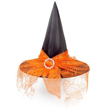 

Halloween Witch Hat Mesh O Ring Embellishment Cosplay Hat, Dark orange