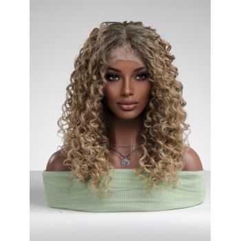 

Lace Front 14 Inch Medium Curly Middle Part Synthetic Wig, Red dirt