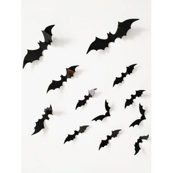 

12Pcs Halloween Decoration Bat 3D Wall Stickers Set, Black