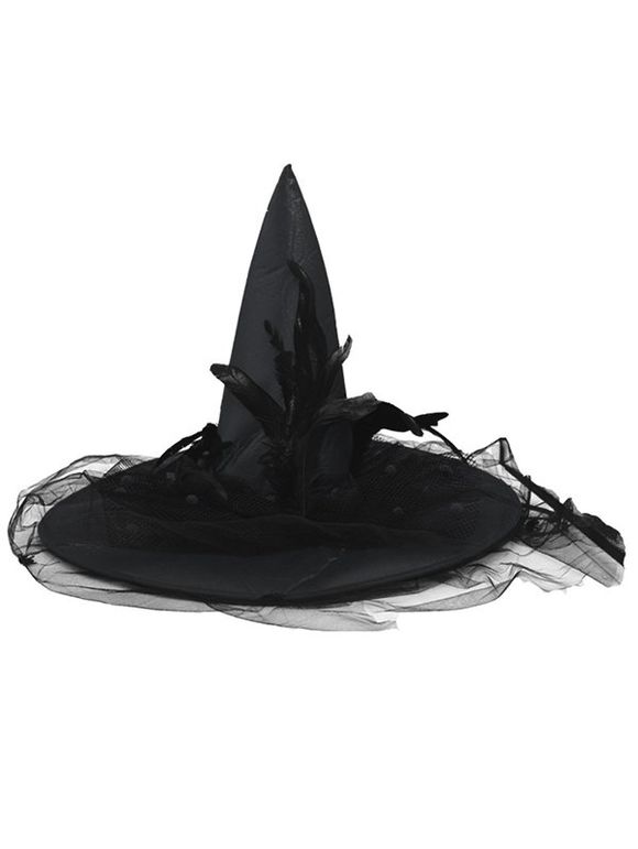 Chapeau D'Halloween de Soirée en Maille en Faux Plume - Noir 