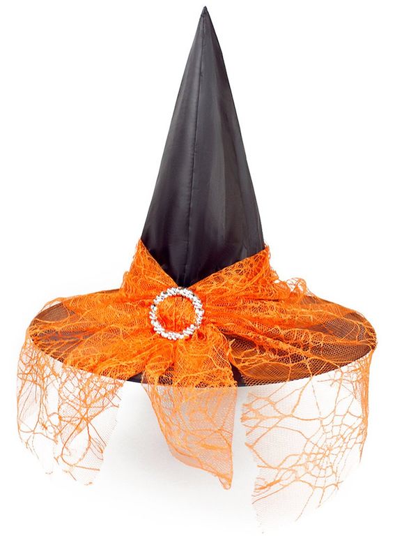 Chapeau D'Halloween de Sorcière Cosplay en Maille Anneau en O - Orange Foncé 