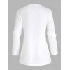 Leaf Print T Shirt Long Sleeve Notched Casual Tee - LIGHT GRAY 3XL
