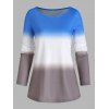 T-shirt Ombré Imprimé à Manches Longues - Bleu M