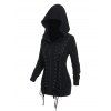 Veste à capuche à lacets et œillets floqués Veste gothique zippée avec capuche - Noir XL