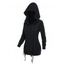 Veste à capuche à lacets et œillets floqués Veste gothique zippée avec capuche - Noir XL