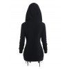 Veste à capuche à lacets et œillets floqués Veste gothique zippée avec capuche - Noir XL