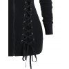 Veste à capuche à lacets et œillets floqués Veste gothique zippée avec capuche - Noir XL