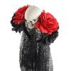 Halloween Wreath Headband Rose Flower Skull with Black Mesh Veil Tulle Crown - multicolor B 